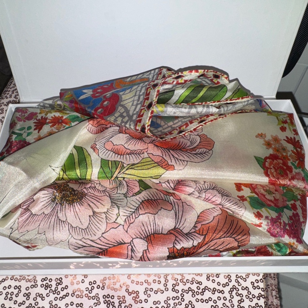 Johnny Was Floral Silk Scarf - Multicolor